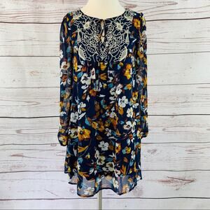 As U Wish baby doll navy tie front sheer lined